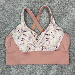 Handful Sports Bra Womens Large Pink Tie Dye Longline Crossback Yoga Athletic